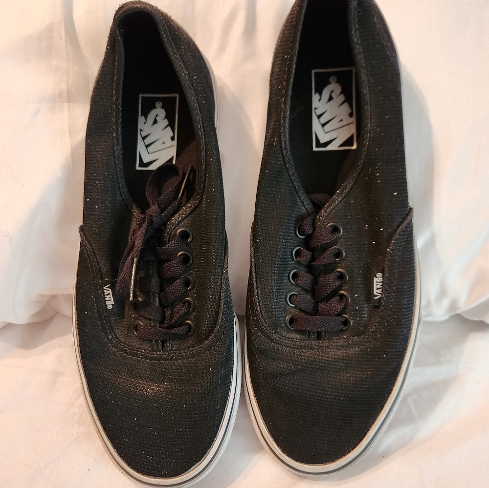 Unisex Vans sparkly black low top sneakers Size 9 women or 7.5 men